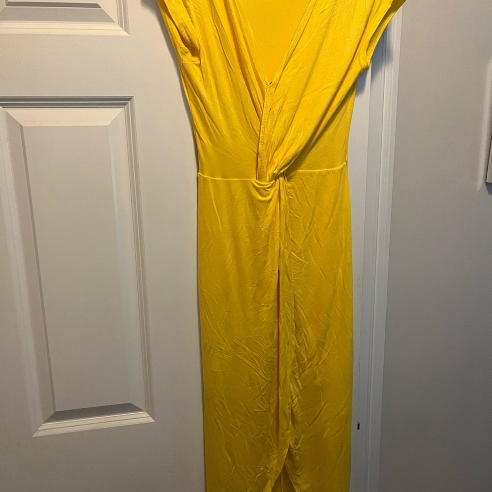 Elegant Yellow Wrap Dress